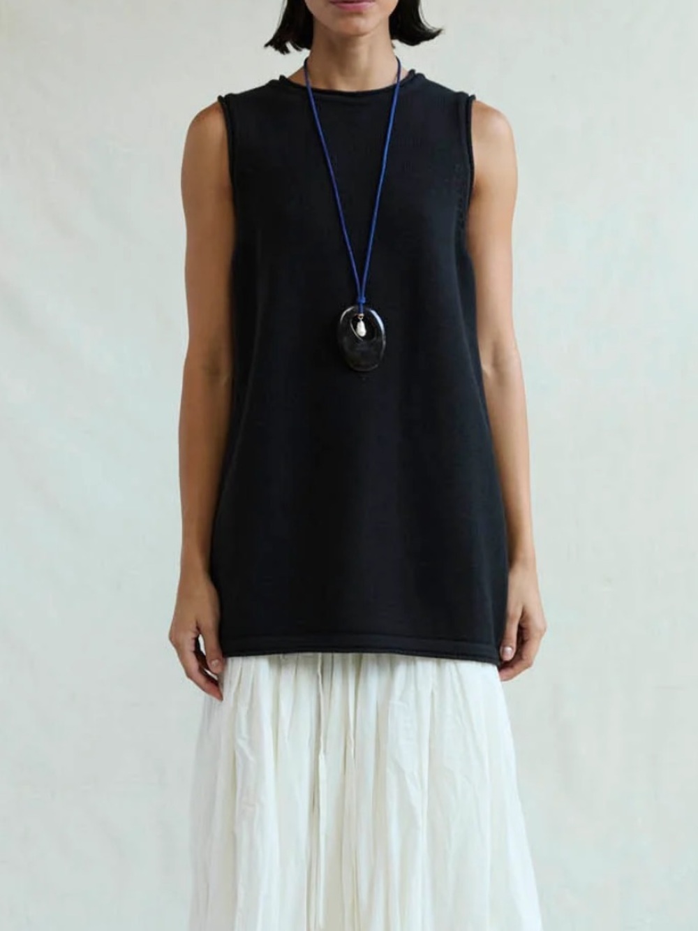 Chan Luu Exaggerated Knit Tank Black
